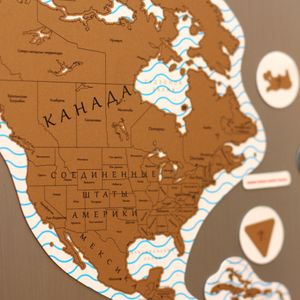 Магнитная Скретч-карта мира True Map Puzzle Gold