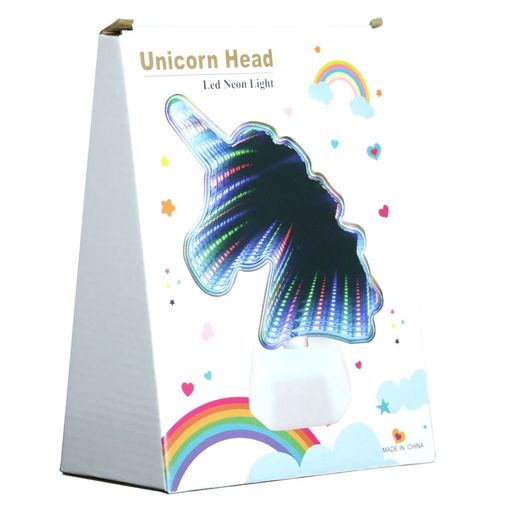 Зеркальный 3D Светильник Голова единорога (с эффектом тоннеля)