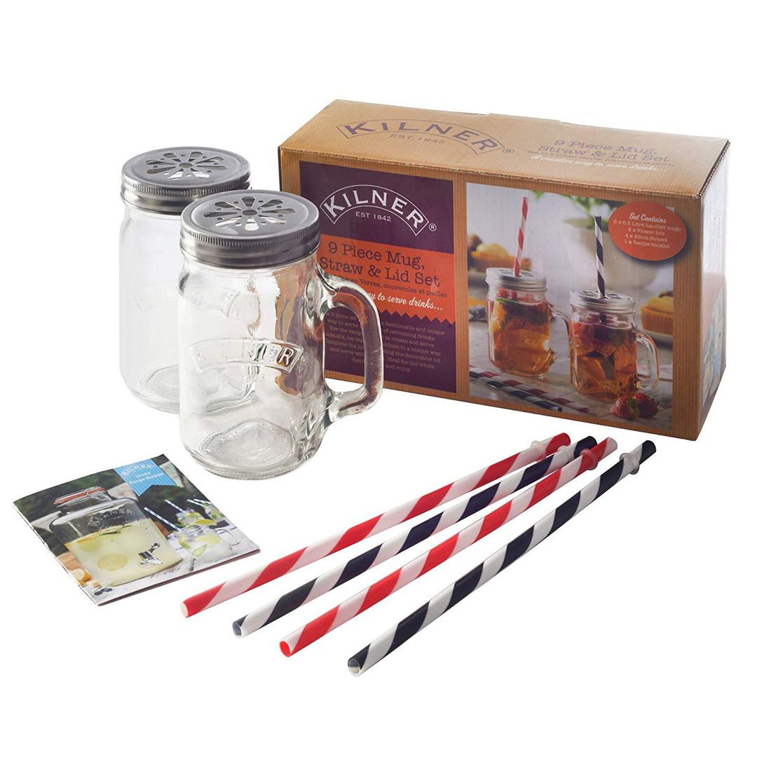 Набор из 2-х кружек и 4-х трубочек Kilner