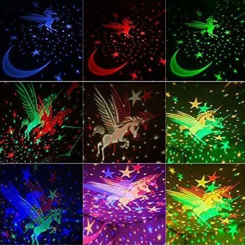 Вращающийся Ночник звездного неба с единорогом