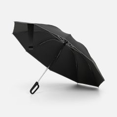 Зонт обратного сложения с ручкой-карабином Foldberry (черный)