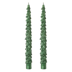 Набор из двух свечей зеленого цвета из коллекции New Year Essential, 25 см
