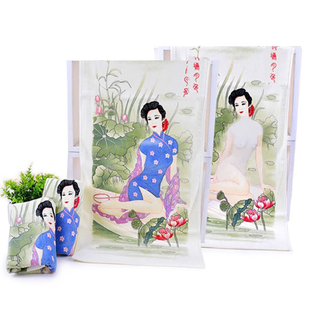 Полотенце, меняющее рисунок Девушка (Восточная девушка) В сложенном, развернутом и смоченном водой виде Полотенце, меняющее рисунок Девушка (Восточная девушка) В сложенном, развернутом и смоченном водой виде