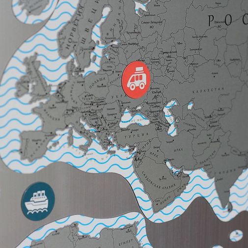 Магнитная Скретч-карта мира True Map Puzzle Silver Магнитная Скретч-карта мира True Map Puzzle Silver