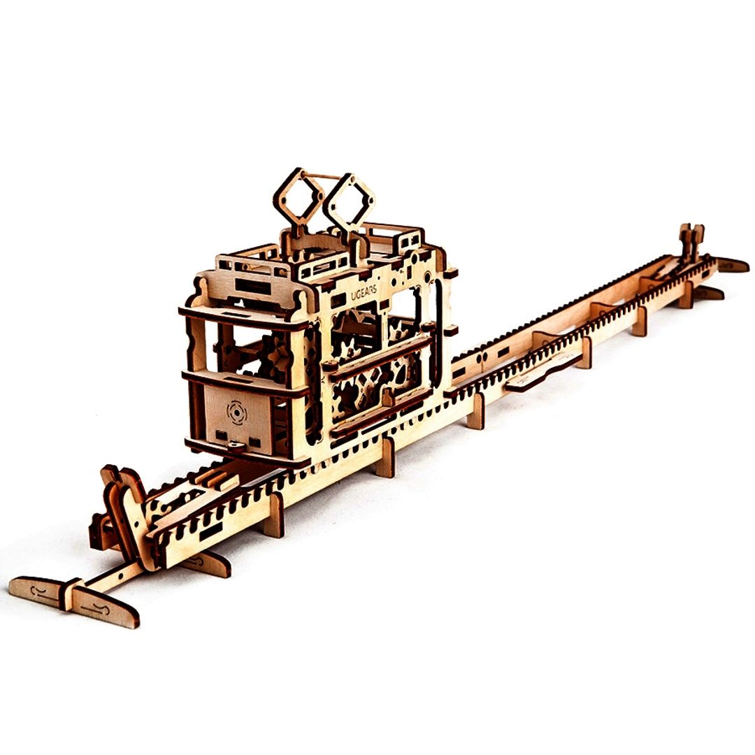 Механический 3D Пазл Ugears Трамвай Ездит по рельсам и без них