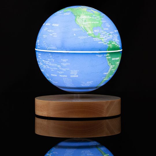 Левитирующий глобус над деревянной подставкой 14 см