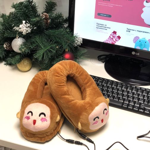 Тапочки с подогревом от USB Обезьянки