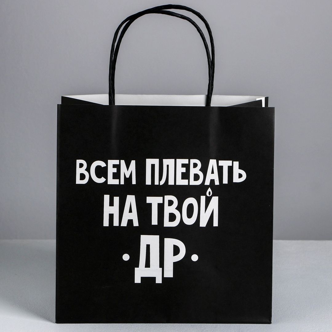 Подарочный пакет Всем плевать на твой др (22 х 22 х 11 см)