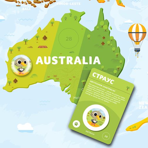 Развивающая карта мира для детей Travel Map Kids Animal (на английском)