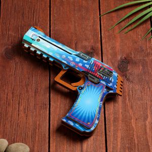 Деревянный Пистолет, стреляющий резинками (Голубой)