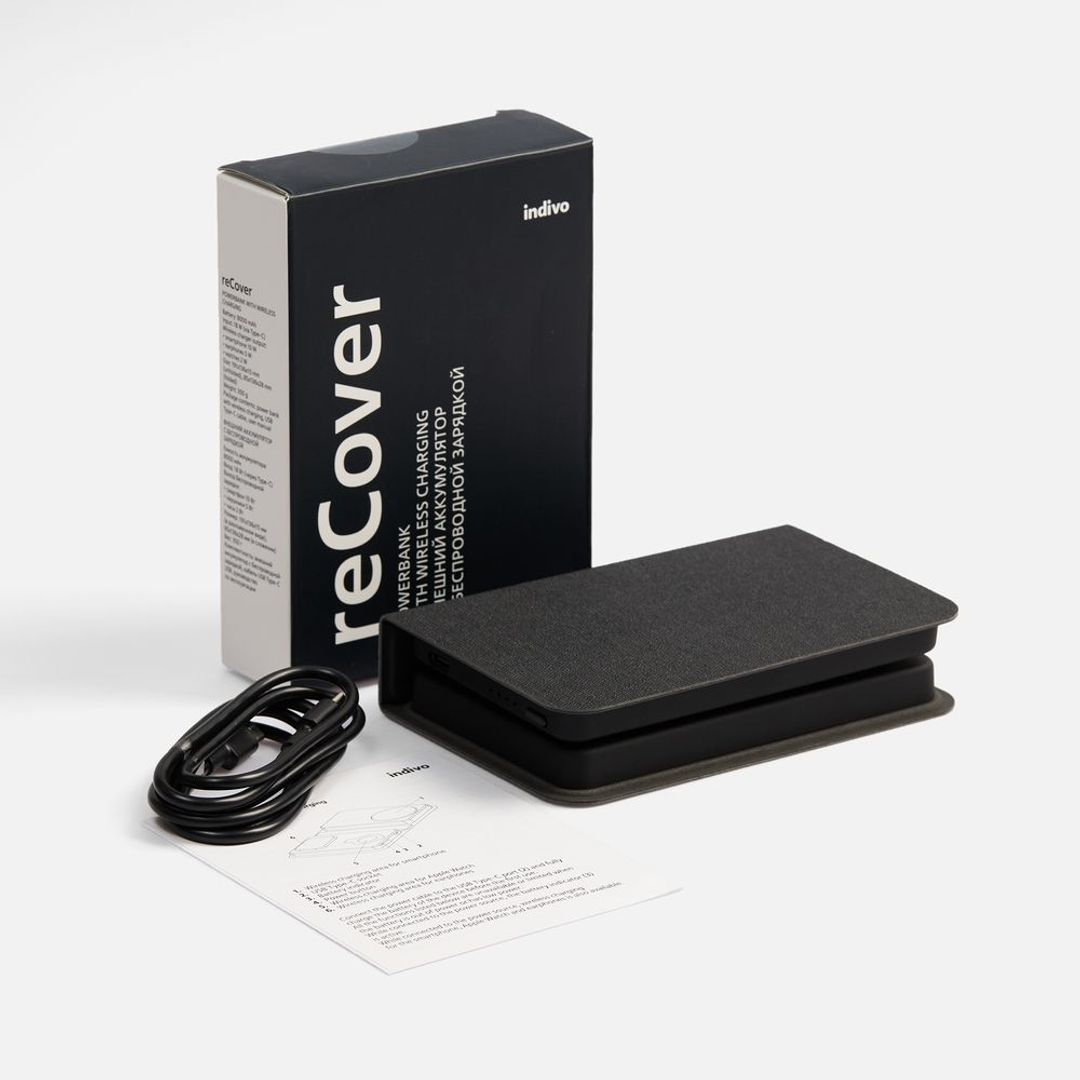 Внешний аккумулятор с беспроводной зарядкой reCover 8000 мАч (черный) Внешний аккумулятор с беспроводной зарядкой reCover 8000 мАч (черный)
