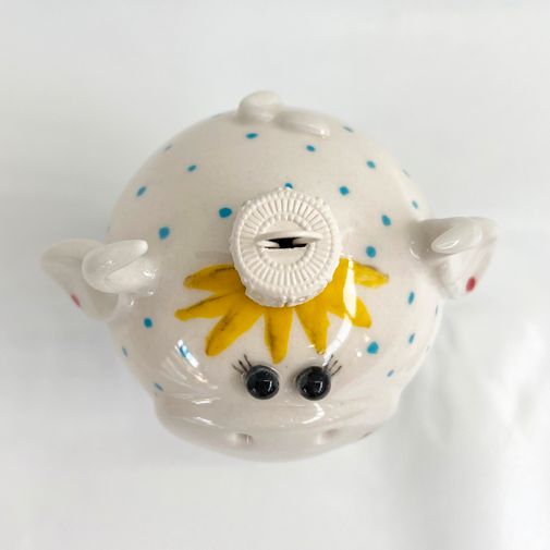 Фарфоровый елочный шар Коровка Маруся (ручная роспись) Фарфоровый елочный шар Коровка Маруся (ручная роспись)