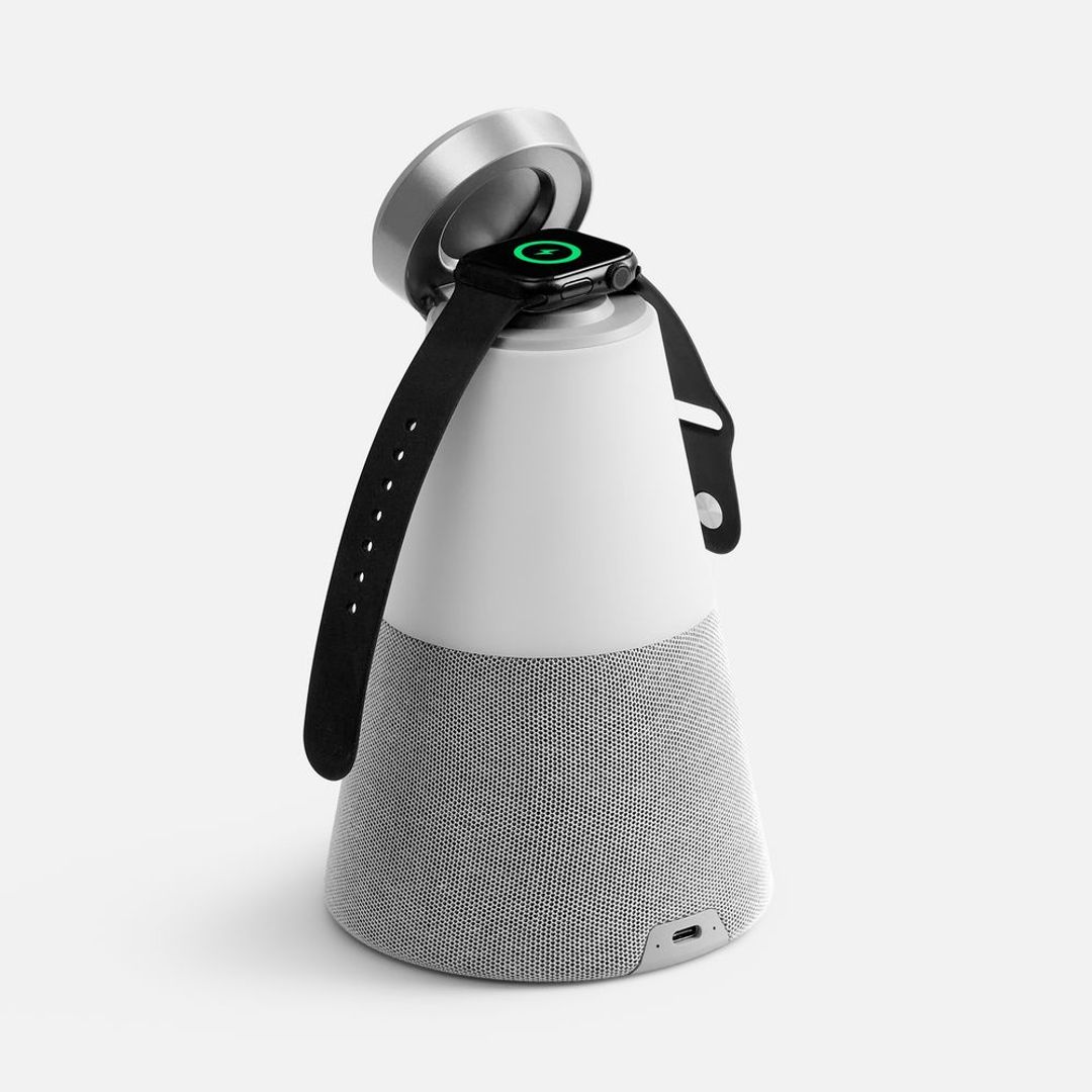 Bluetooth-колонка с беспроводной зарядкой и подсветкой Cone Sonance (серый) Bluetooth-колонка с беспроводной зарядкой и подсветкой Cone Sonance (серый)