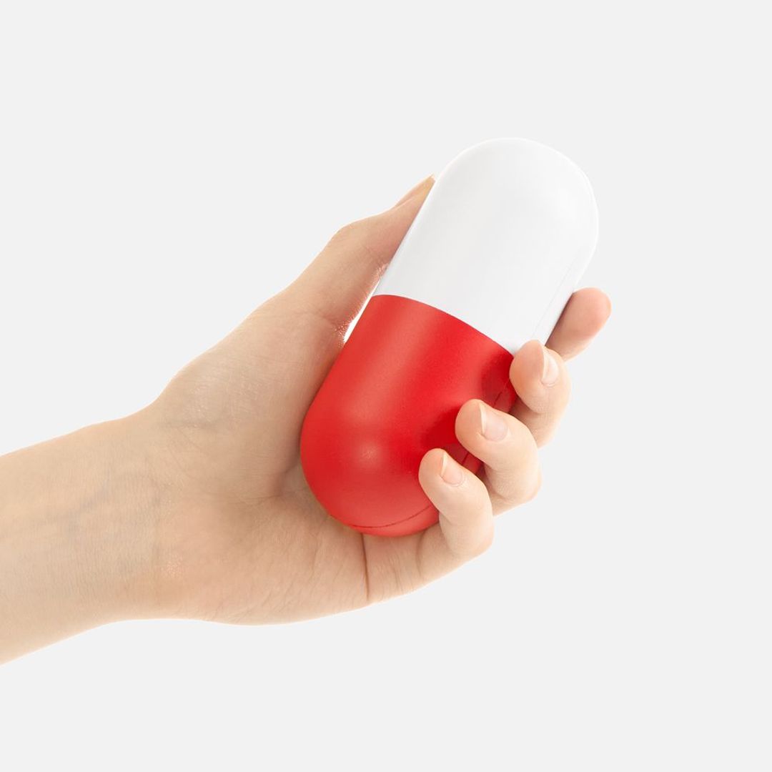 Сквиш-антистресс Пилюля (белый с красным) Сквиш-антистресс Пилюля (белый с красным)