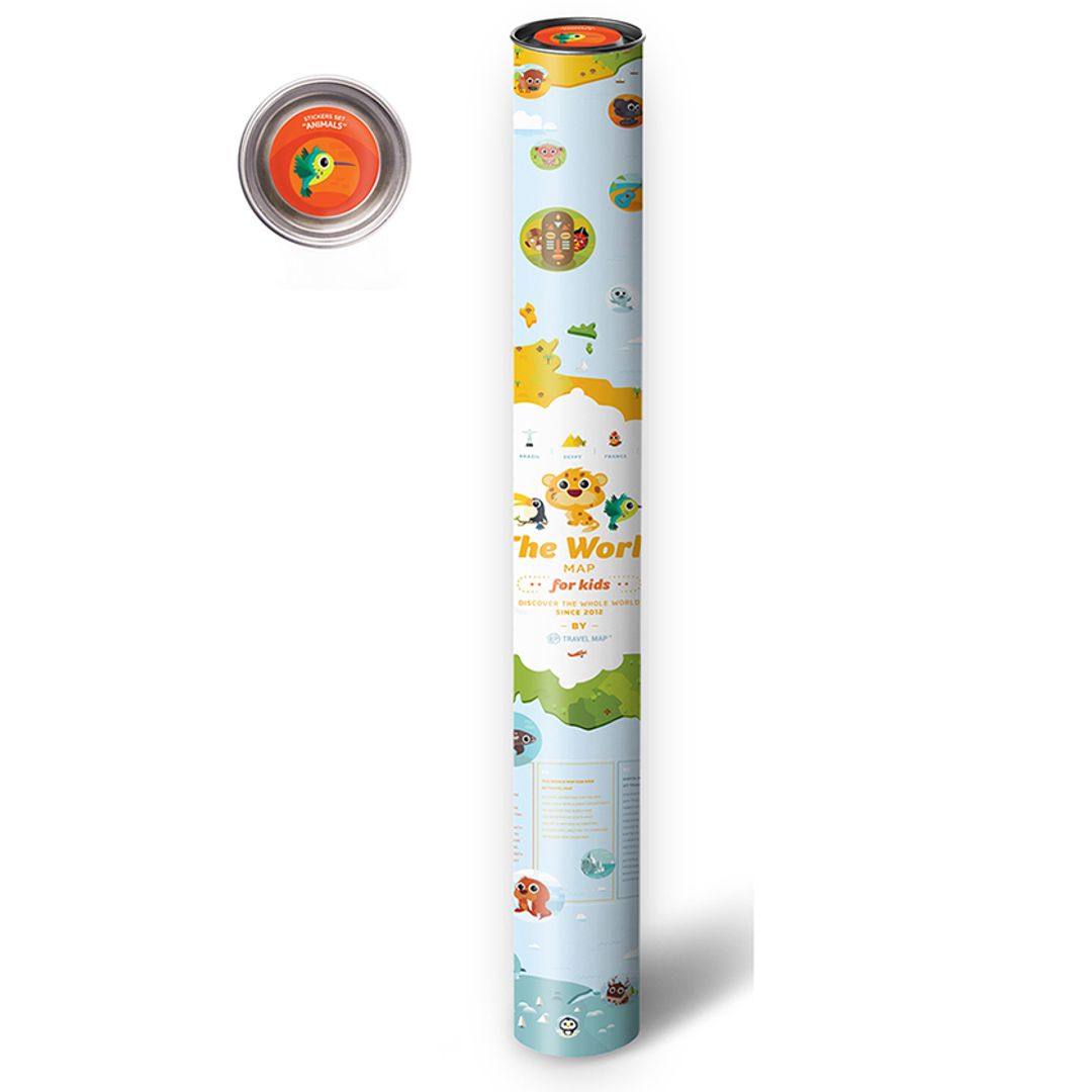 Развивающая карта мира для детей Travel Map Kids Animal (на английском)