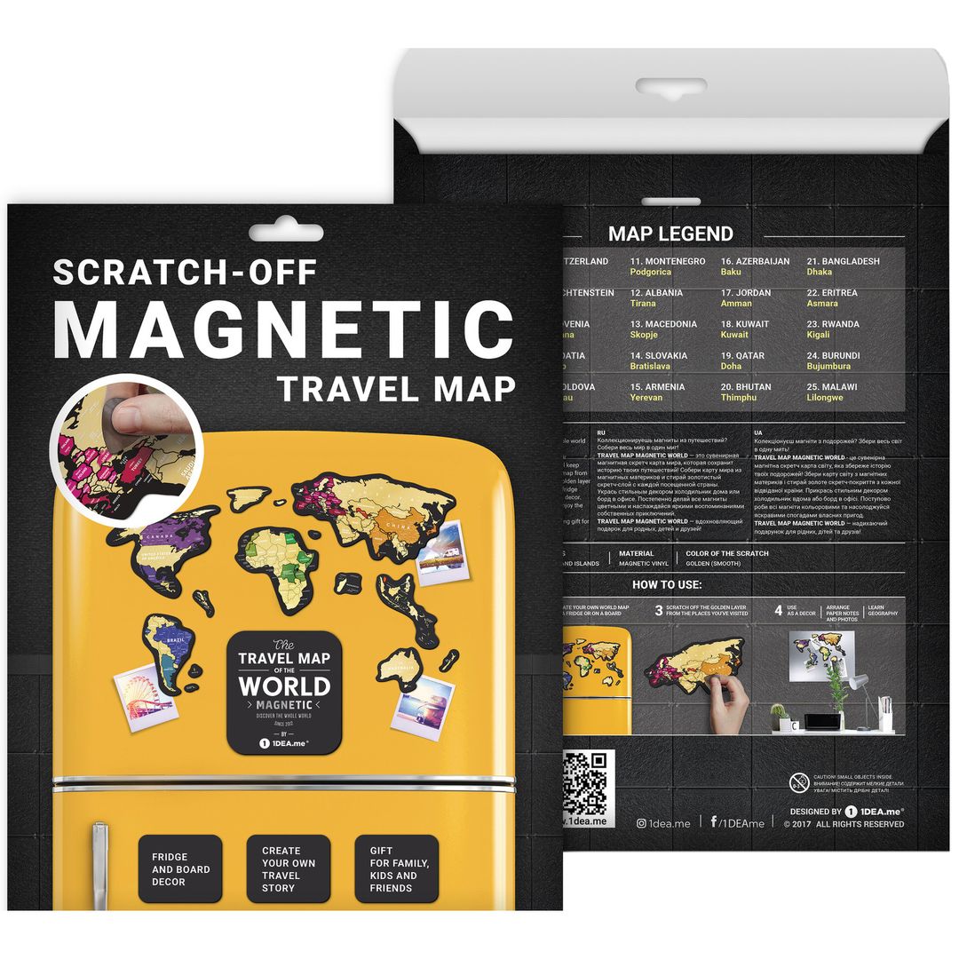 Магнитная Скретч-карта мира Travel Map Magnetic World Магнитная Скретч-карта мира Travel Map Magnetic World