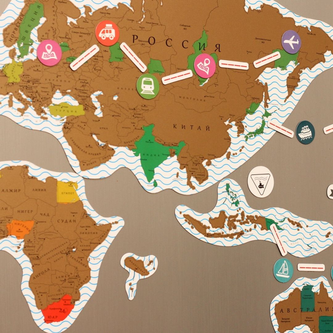 Магнитная Скретч-карта мира True Map Puzzle Gold Магнитная Скретч-карта мира True Map Puzzle Gold