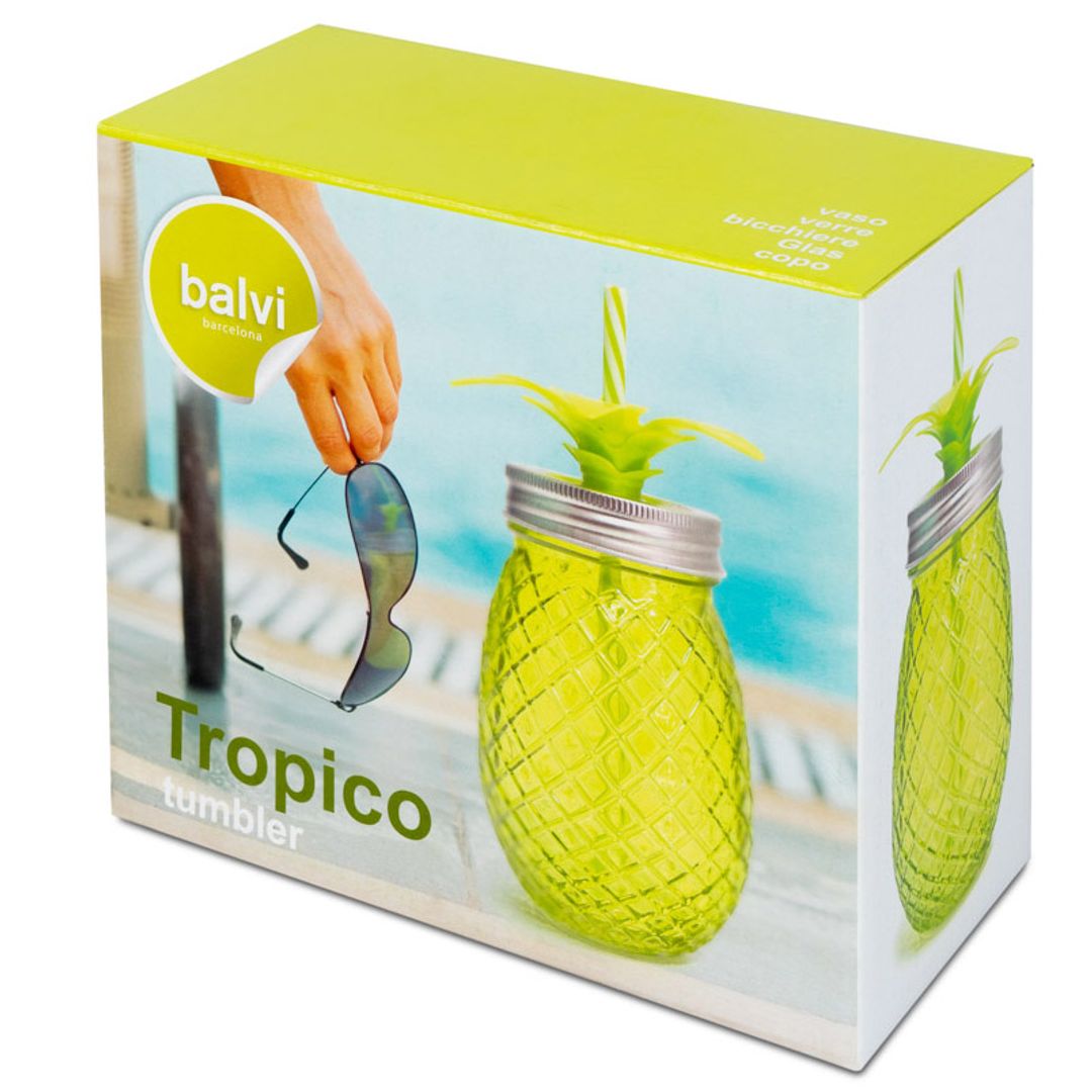 Набор стаканов с крышкой и трубочкой Ананас Tropico (500 мл) Набор стаканов с крышкой и трубочкой Ананас Tropico (500 мл)