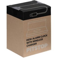 Часы настольные с беспроводным зарядным устройством Pitstop (белый)