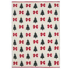 Плед из хлопка с новогодним рисунком Christmas Bows из коллекции New Year Essential, 130x180 см
