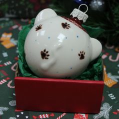 Фарфоровый елочный шар Снежный барс (ручная роспись)