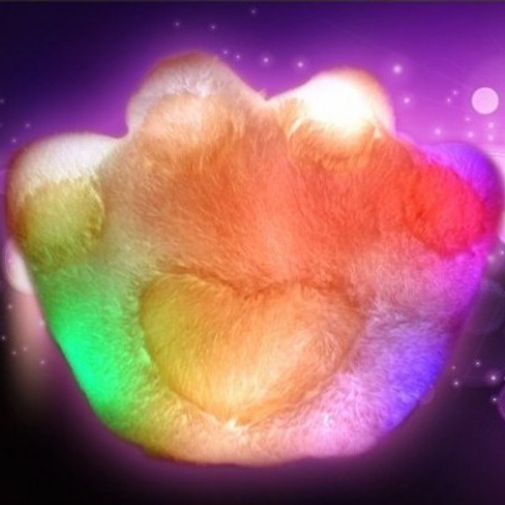 Светящаяся подушка Лапа (Белая с розовым) С подсветкой