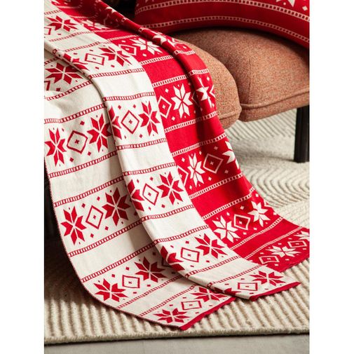 Плед из хлопка с новогодним рисунком Frostwork из коллекции New Year Essential, 130x180 см Плед из хлопка с новогодним рисунком Frostwork из коллекции New Year Essential, 130x180 см