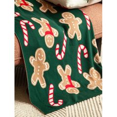 Плед из хлопка с новогодним рисунком Gingerman из коллекции New Year Essential, 130x180 см