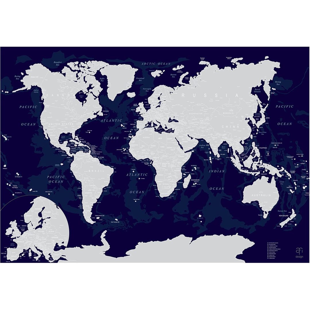 Скретч-карта мира Afi Design Blue (84х60 см, на английском) Скретч-карта мира Afi Design Blue (84х60 см, на английском)