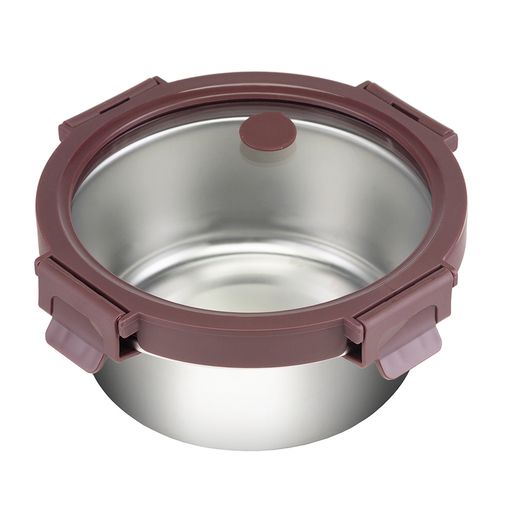 Ланч-бокс стальной со стеклянной крышкой сливовый (650 мл) Ланч-бокс стальной со стеклянной крышкой сливовый (650 мл)