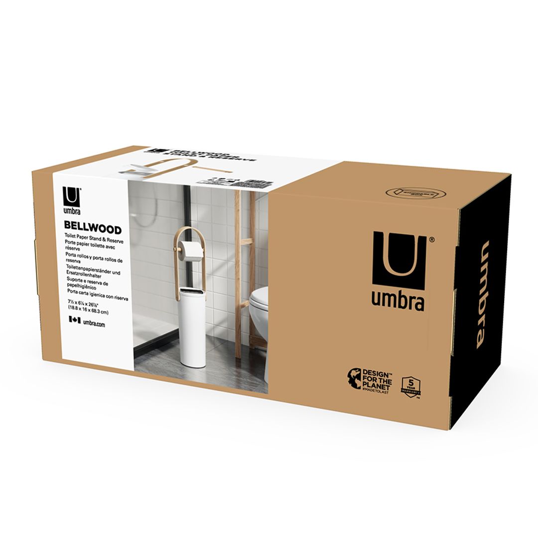 Держатель-органайзер для туалетной бумаги Bellwood (белый/натуральное дерево)