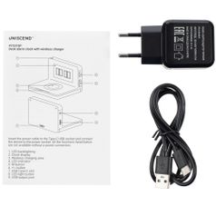 Часы настольные с беспроводным зарядным устройством Pitstop (черный)