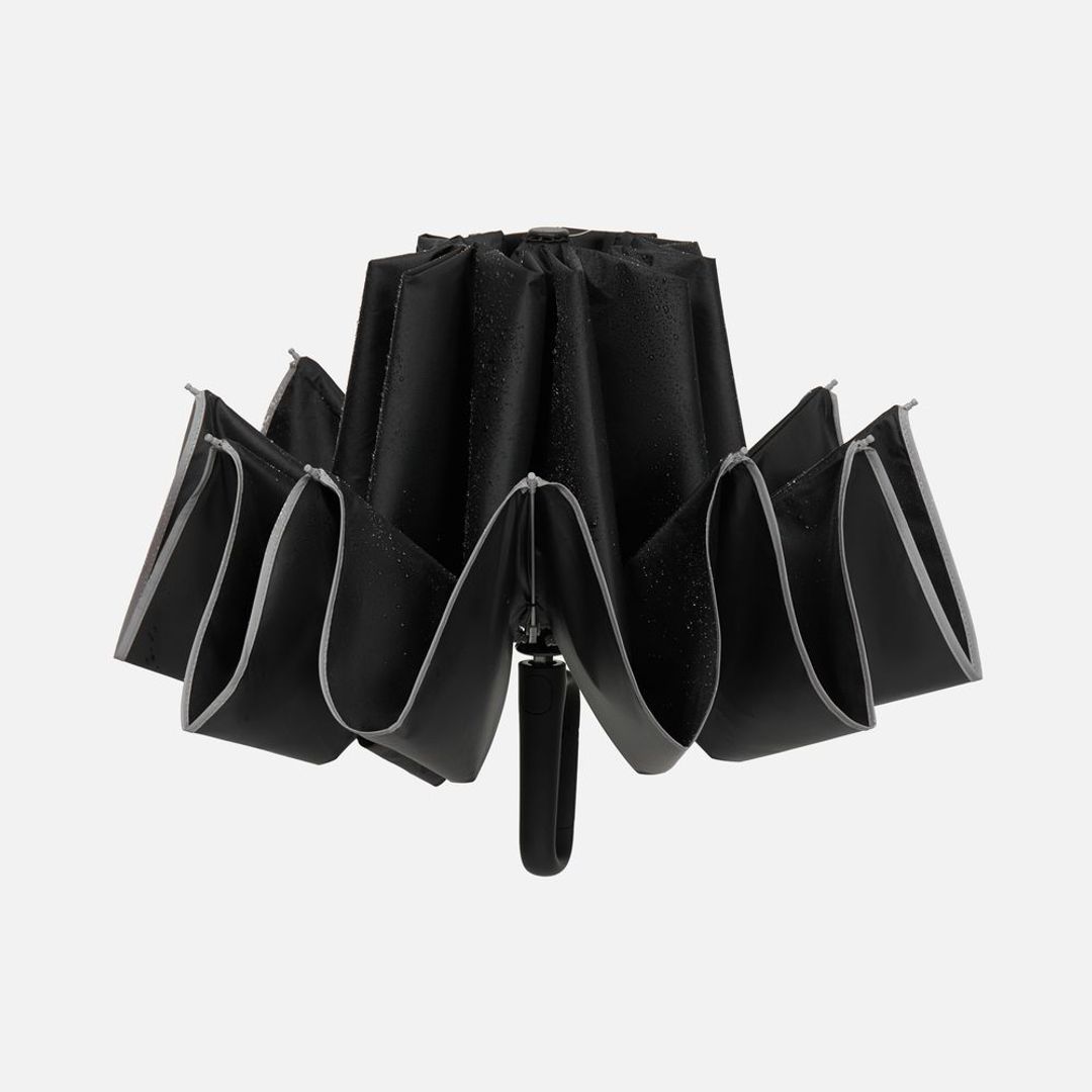 Зонт обратного сложения с ручкой-карабином Foldberry (черный)