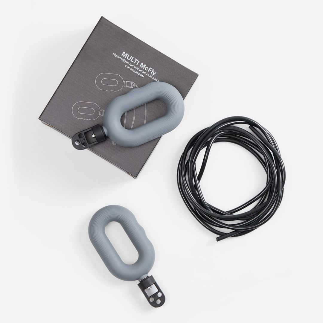 Мультифункциональная скакалка с эспандером Multi McFly (серый)