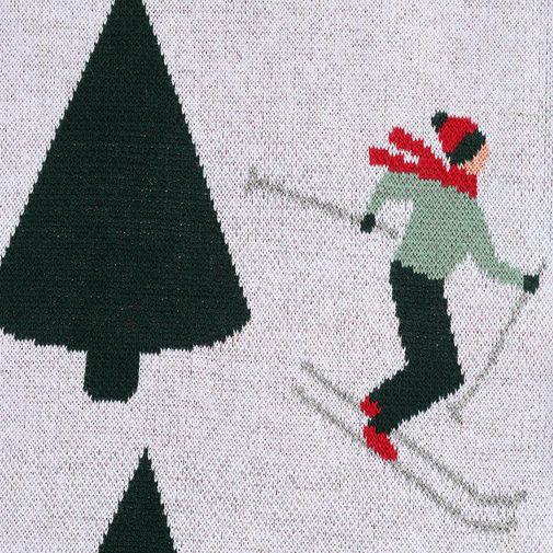 Плед из хлопка с новогодним рисунком Let's Ski из коллекции New Year Essential (130x180 см)