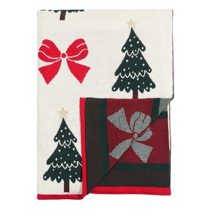 Плед из хлопка с новогодним рисунком Christmas Bows из коллекции New Year Essential, 130x180 см Плед из хлопка с новогодним рисунком Christmas Bows из коллекции New Year Essential, 130x180 см