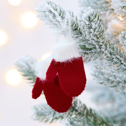 Подвеска на елку Вьюжка (варежки, красный)