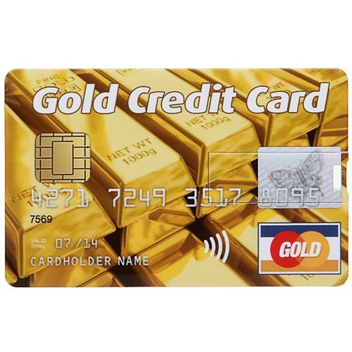Флешка Кредитка Gold Credit Card 16 Гб Лицевая сторона