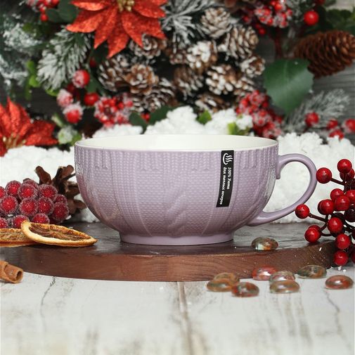 Вязаная кружка-бульонница Для теплых вечеров (Сиреневый) Вязаная кружка-бульонница Для теплых вечеров (Сиреневый)