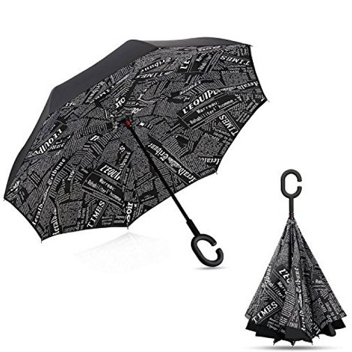 Зонт наоборот Times — раскрытый и когда стоит на просушке