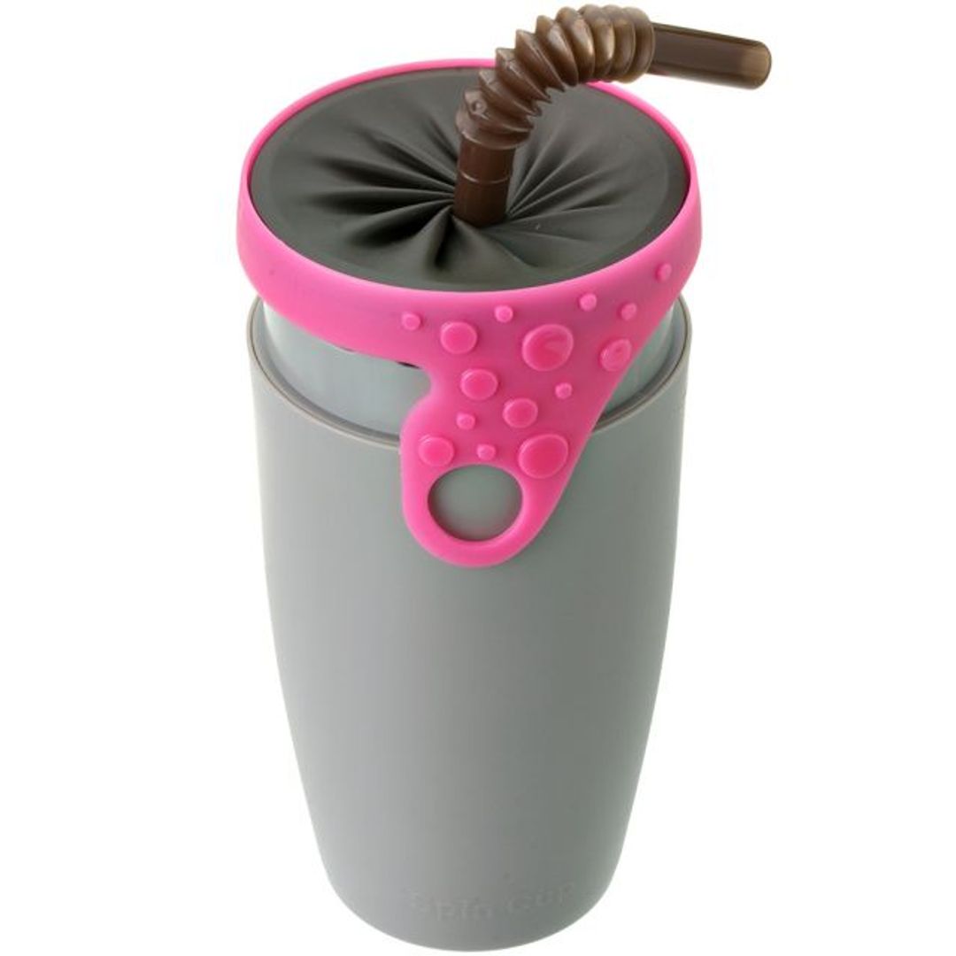 Стакан Непроливайка с трубочкой Spin Cup (Розовый с серым) Стакан Непроливайка с трубочкой Spin Cup (Розовый с серым)