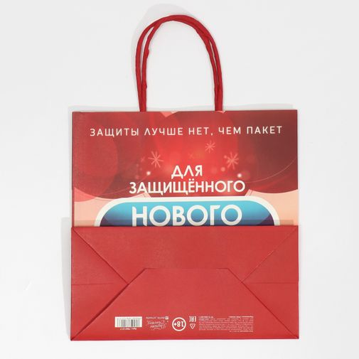 Подарочный пакет Защищенный Новый год (22 х 22 х 11 см) Подарочный пакет Защищенный Новый год (22 х 22 х 11 см)