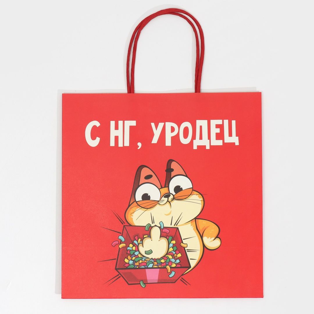 Подарочный пакет Уродец (22 х 22 х 11 см)