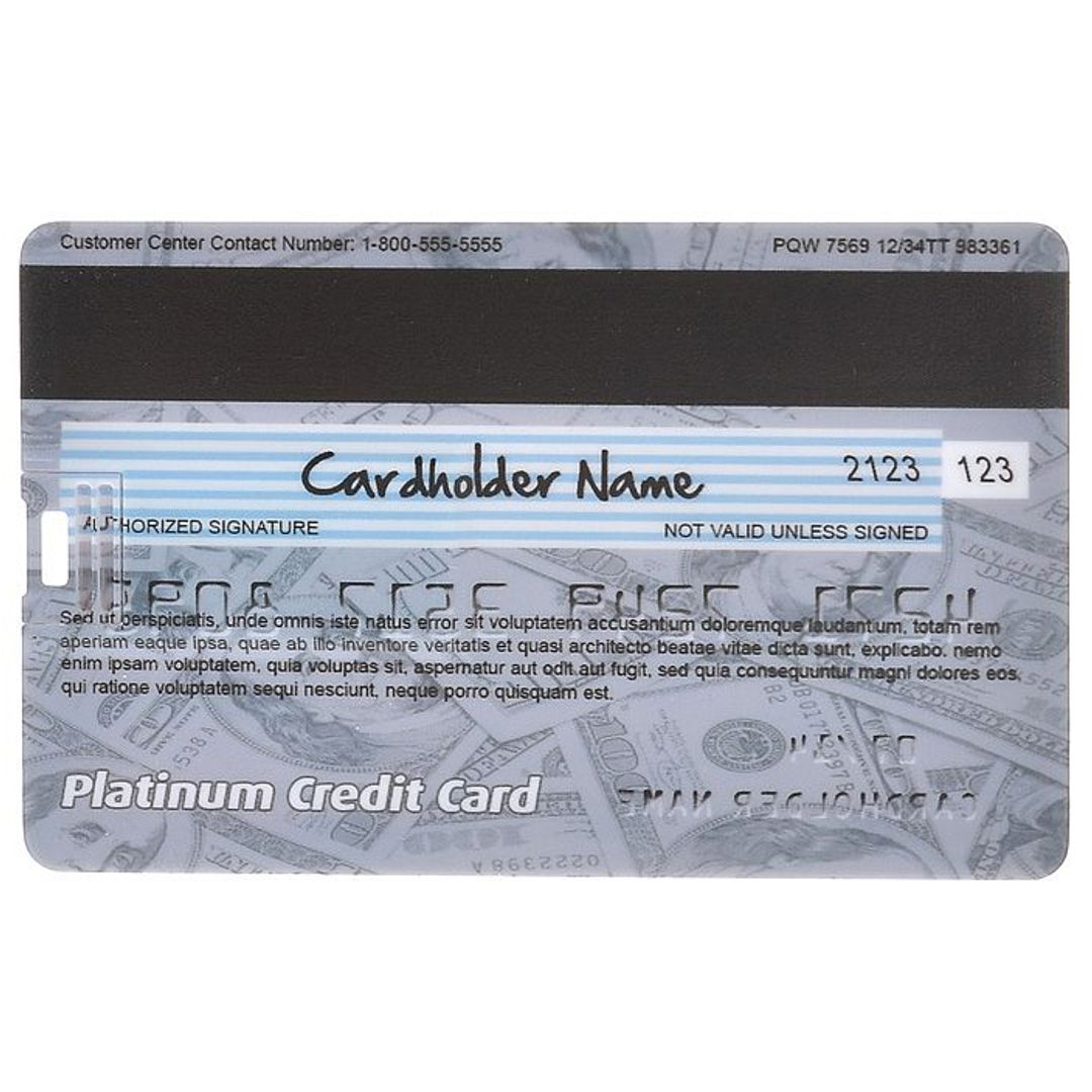 Флешка Кредитка Platinum Credit Card 8 Гб Обратная сторона Флешка Кредитка Platinum Credit Card 8 Гб Обратная сторона