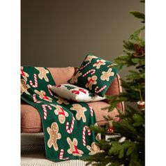 Плед из хлопка с новогодним рисунком Gingerman из коллекции New Year Essential, 130x180 см