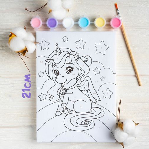 Набор для рисования по номерам Единорог на радуге Набор для рисования по номерам Единорог на радуге