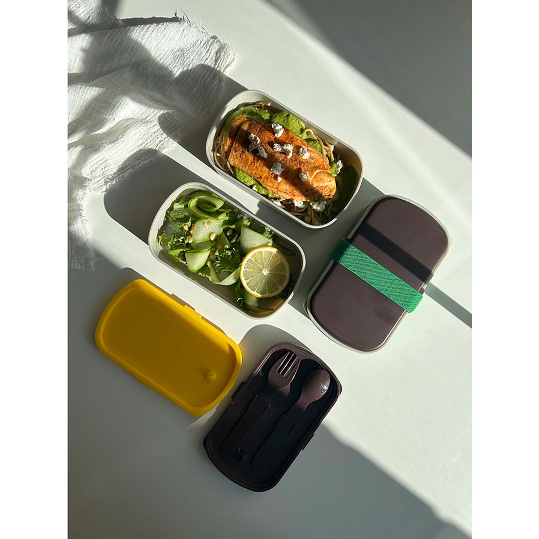 Ланч-бокс с приборами Food Time серый (1 л) Ланч-бокс с приборами Food Time серый (1 л)