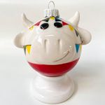 Фарфоровый елочный шар Коровка Праздник (ручная роспись)