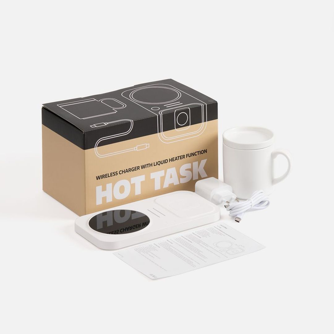 Беспроводное зарядное устройство с подогревом кружки Hot Task (Белая)