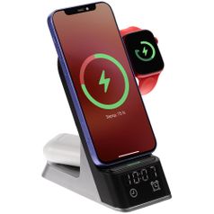 Зарядная станция c часами E-Store для смартфона, часов и наушников (Черная)